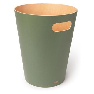 Umbra Papierkorb Woodrow Can, 082780-1095, grün, rund, aus Holz, 7,5 Liter