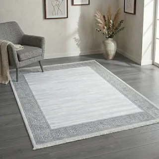 Sehrazat Venus 7798 Kurzflorteppich 80 x 300 cm Grau/Weiß