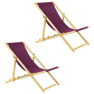 Unbekannt Liegestuhl klappbar aus Holz – 2er Set Bordeaux Gartenliege - Strandliege, leichte Sonnenliege für Garten, Balkon und Strand Bars - Liege modern Design