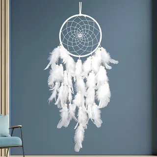 Traumfänger Dreamcatcher, Traumfänger, 55 cm Länge Deko für Zimmer,Passend Hochzeit Dekoration, Party, Geschenkidee(Weiß)