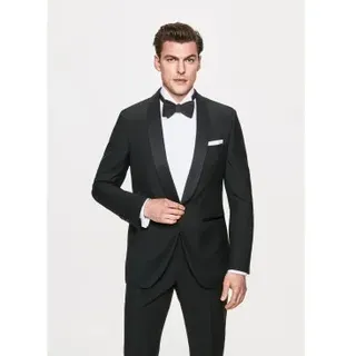 Hackett London für Herren. HM450266 Smokingjacke mit Schalkragen aus schwarzer Mohairwolle (44/32), Party