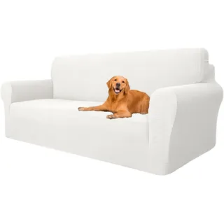 YSTELLAA High Stretch Sofa Überzug 3 Sitzer, Weiß | Couch Bezug Rutschfest, Sofahusse Elastische, Couchüberzug Sofaschutz Katze Durable, Waschbare Sofa Covers Mit Armlehnen
