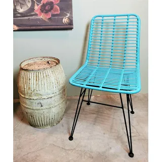 Vintagehaus Gartenstuhl Esszimmerstuhl Hacienda Vela Rattan In/Outdoor Türkis Skandi Boho
