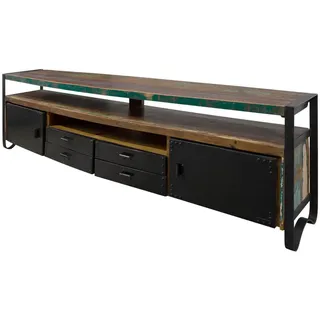 Massivmoebel24 INDUSTRIAL TV-Board 238x43x70 cm Mehrfarbig Holz, Metall, Massivholz