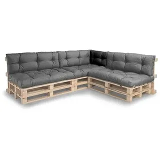 Gutekissen® Palettenkissen Set – Sitzkissen für Europaletten – Gefüllt mit Granuliertem Poulirette-Schaum NPPI – Eckkissen 60x40, Dunkelgrau