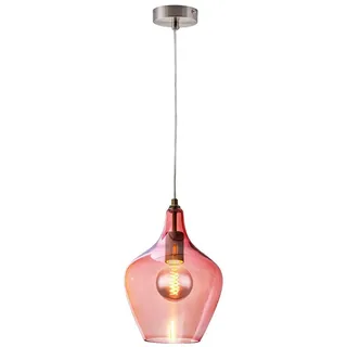 NOWA Hängeleuchte, Leuchtmittel nicht inklusive, Glas Pendelleuchte pink Esszimmer Lampe hängend Retro rosa