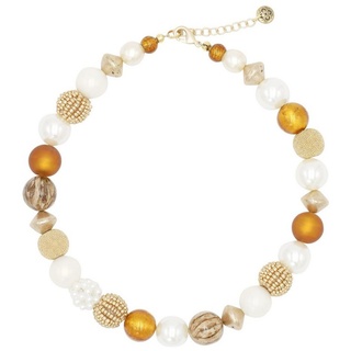 Feliss Perlenkette Amber Passion, 45 cm lang, Kette für Damen, Made in Germany, mit Glas- und Keramik, Unikat, Statement Kette