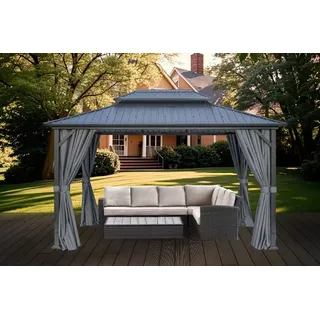 KONIFERA Pavillon Thasos, mit Doppeldach, in BxT: 300x300 cm und 400x300 cm, ohne Seitenteile schwarz 398 cm x 300 cm