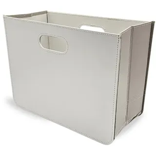Design ZEITUNGSKORB Business | Kunstleder, 40,5x30,5x19,5 cm (BxHxT), Creme-Weiss | Faltbarer Zeitschriftenhalter, edle Zeitungsbox, Zeitungsständer, Zeitungssammler