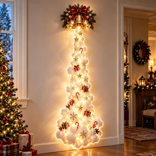 Weihnachtsdeko Lichterkette vertikaler leuchtendem Weihnachtsbeleuchtung J | Platzsparende vertikale Dekoration für Fenster,Wand und Kaminsims,Weihnachtsdeko Lichterkette als Weihnachts Wand&Türdeko