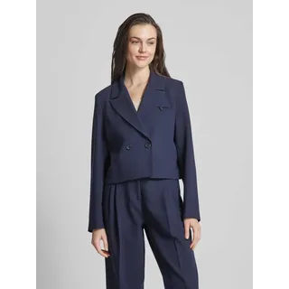 Cropped Blazer in unifarbenem Design, Marine, XL