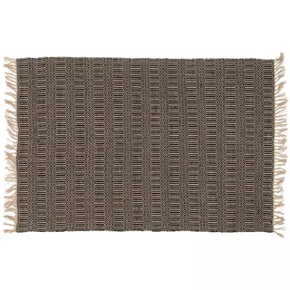 Oviala Business Handgewebter Fransenteppich aus natürlicher Jute schwarz 160 x 230 cm