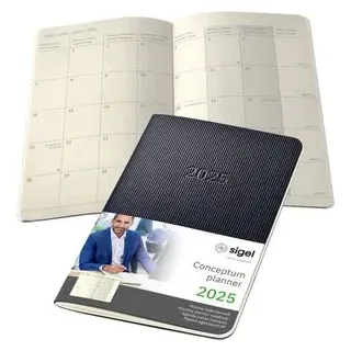 Sigel Taschenkalender C2585, Conceptum, Jahr 2025, 1 Monat auf 2 Seiten, Softcover, A6