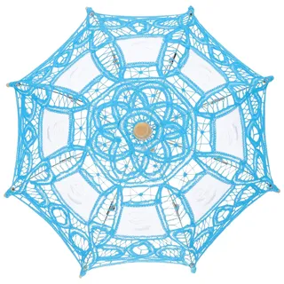 TEHAUX Kinder Leichter Spitzen Sonnenschirm aus Baumwollstoff mit Holzgriff und Klassischem Spitzen Design für Mädchen Partys und Hochzeiten als Dekoratives Foto Requisit