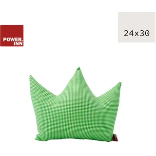 POWER INN® Kronenkissen klein | Grün kariert | Dekokissen | Krone