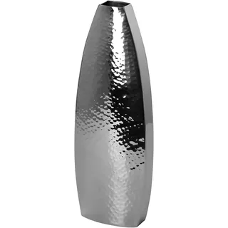 Dekovase FINK "ALETTA", silber (silberfarben), B:11cm H:30cm T:5cm, Edelstahl, Vasen, Vase aus Edelstahl, mit gehämmerter Oberfläche