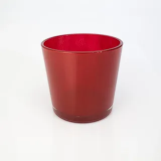 INNA-Glas Runde Vase - Blumentopf Alena, rot, 16cm, Ø 17cm - Dekovase - Konisches Glas