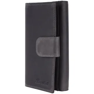 Benthill Geldbörse Damen Echt Leder Portemonnaie XXL RFID Vintage Geldbeutel Gross, RFID-Schutz Kartenfächer Münzfach Reißverschlussfach grau