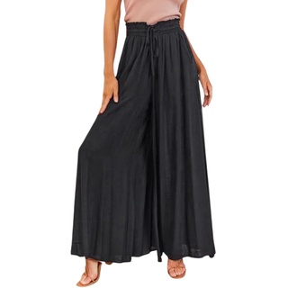 Culotte Damen Sommer 7/8 Culottes Hosen Leichte Sommerhose Wickelhose Weites Bein Rüschen Hose Damen Sommer Yogahose Leicht Luftige Plissee Bequeme Sporthose für Frauen Schlaghose