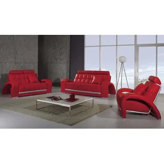 Xlmoebel Polstergarnitur Elegante Ledersofa-Garnitur in modernem Design für Ihr Wohnzimmer, (3-tlg., Sofagarnitur 3+2 Sitzer), Hergestellt in Europa rot
