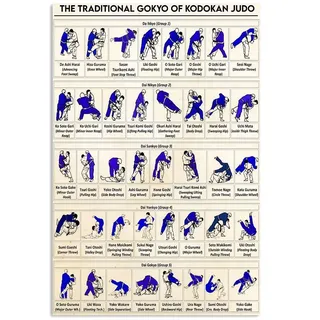 Plakette Poster Judo Wissen Infografik Das Traditionelle Gokyo Von Kodokan Judo Eisenmalerei Nostalgie Kunst Wand Plakette Generisch Metallschilder Für Home, Geschenk, Garage 30x40cm