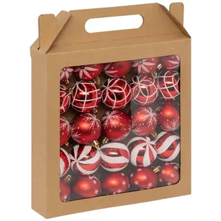 Atmosphera Createur d ́interieur Weihnachtskugeln, Rot, Weiß, Kunststoff, 6x7.2x6 cm, Dekoration, Weihnachtsdekoration, Weihnachtsbaumschmuck, Weihnachtskugeln