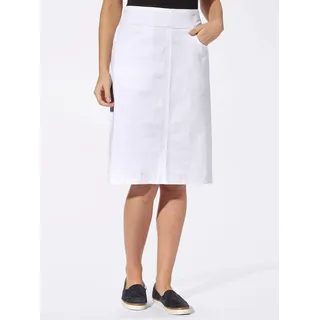 Jeansrock CLASSIC BASICS, Damen, Gr. 50, weiß, 81% Baumwolle, 17% Polyester, 2% Elasthan, 98% Baumwolle, 2% Elasthan, unifarben, knielang, Röcke Jeansrock