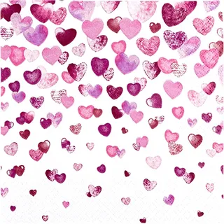 Lunchservietten „Lovely Hearts“, 33x33 cm, 3-lagig, Home Fashion®, 20 Stück, Geburt, Geburtstag, Hochzeit, Schulanfang, Taufe, Valentinstag