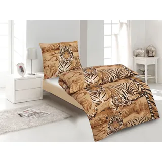 Microfaser Bettwäsche "HIGH CLASS" Moderne Design mit Reißverschluss (135 cm x 200 cm, SHIRKHAN(Tiger))