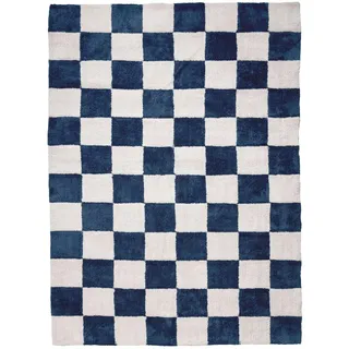 FRAAI | Home & Living Teppich Kariert - Blox Blau Weiß - 80x150cm