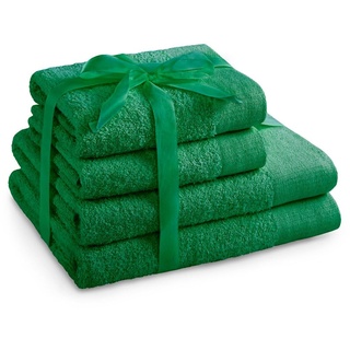 AmeliaHome Handtuch Set Grün 2 Handtücher 50x100 cm und 2 Duschtücher 70x140 cm 100% Baumwolle Qualität Saugfähig Amari