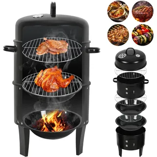 Jiubiaz Smoker Räuchertonne Holzkohlegrill Räuchergrill 3 In 1 Smoker Grill 80cm Ø 40 Cm Grilltonne