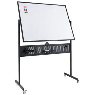 Costway Doppelseitiges mobiles Whiteboard 120 x 90 cm Schwarz