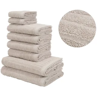 OTTO home Handtuch Set Ognon, Duschtücher, Handtücher, Gästetücher, Zen, Scandi, Boho, Frottier (Set, 8-St), Muster, Hoch-Tief-Struktur, einfarbig, Handtuch-Set, 100% Baumwolle grau