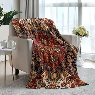 Perserteppich, orientalischer Teppich, Fleecedecke, superweich, gemütlich, Überwurf, 127 x 152,4 cm, leicht, flauschig, bequem, strukturierte Flanelldecke, warmer Plüsch-Überwurf, Decken für Couch