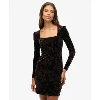 Superdry für Damen. W8011984A Braunes Samtkleid (M), Lässig, Party, Klassisch, Polyester, Langarm
