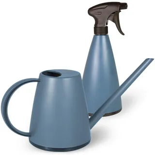 Mesto LUCKY Marine Gießkanne 1L SET inkl. MINI Marine Handzerstäuber 0,79L | Sprühflasche & Giesskanne für Zimmerpflanzen & Garten | Bewässerung & Pflanzenpflege | Verstellbare Düse | Indoor & Outdoor