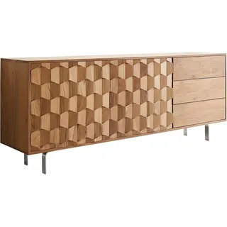 DeLife Sideboard Fevo 175 cm Akazie Natur 2 Türen 3 Schubfächer L-Fuß