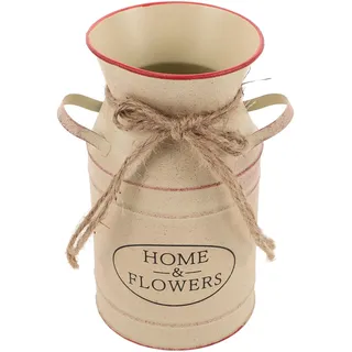 Garneck Rustikale Verzinkte Vase Verzinkte Vintage-Milchkanne Im Bauernhaus-Stil Dekorative Blumenkrug-Vase Milchkännchen- Französische Landhaus-Metallkanne Hochzeitsdekoration Beige
