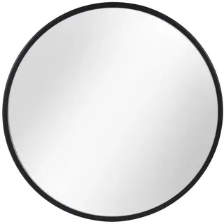 Gozos Spiegel Modern Runde, Wandspiegel für Wohnzimmer, Schlafzimmer, Badezimmer, gerahmter Ganzkörperspiegel mit holz schwarz Ø 47 cm