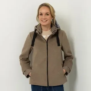 STRANDFEIN Wolljacke mit gesteppter Kapuze und Stehkragen figurumspielend