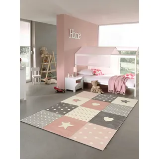 MERINOS Pastel Kids Kinderteppich 80 x 150 cm Grau/Rosa