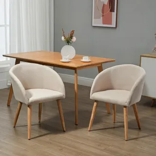 Homcom Esszimmerstuhl Leinen-Optik beige 2er Set