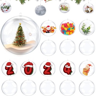 Xlong 24 Stück Weihnachtskugeln Durchsichtig,Acrylkugeln zum Befüllen 4cm,Befüllbare Weihnachtskugeln,Befüllbare Christbaumkugeln,Weihnachtskugeln zum Befüllen,Acryl Weihnachtskugeln