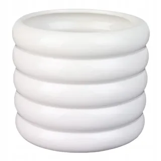 DomoDomo Keramik Blumentopf 13cm Weiß Glänzend, Dekorativer Zylinder-Pflanzkübel für Innenbereich, Hochwertige Keramik, Elegantes Design