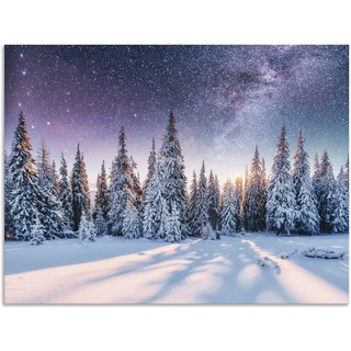 Artland Wandbild Tannenwald im Schnee vorm Sternenhimmel, Berge & Alpenbilder (1 St), als Alubild, Outdoorbild, Leinwandbild, Poster in verschied. Größen blau 40 cm x 30 cm