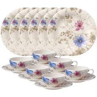 Villeroy & Boch Mariefleur Gris Basic Teeservice 18-tlg. blumiges Design