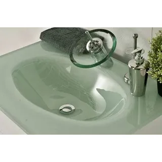 SAM Milchglasbecken Santana, Waschbecken oval, grünes Glas, Waschtisch 70 cm, ohne Unterschrank