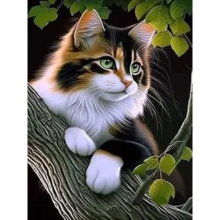 VAIIEYO 5D DIY 5D Diamond Painting Erwachsene Katze, Diamant Painting Bilder Malerei Kits Tier, Malen Nach Zahlen Diamant Home Wand Decor Gemälde Kreuzstich Diamond Dekoration 30x40 cm
