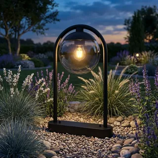 Außenstandlampe Stehlampe Gartenleuchte Außen Garten Dekoleuchte Metall Glas